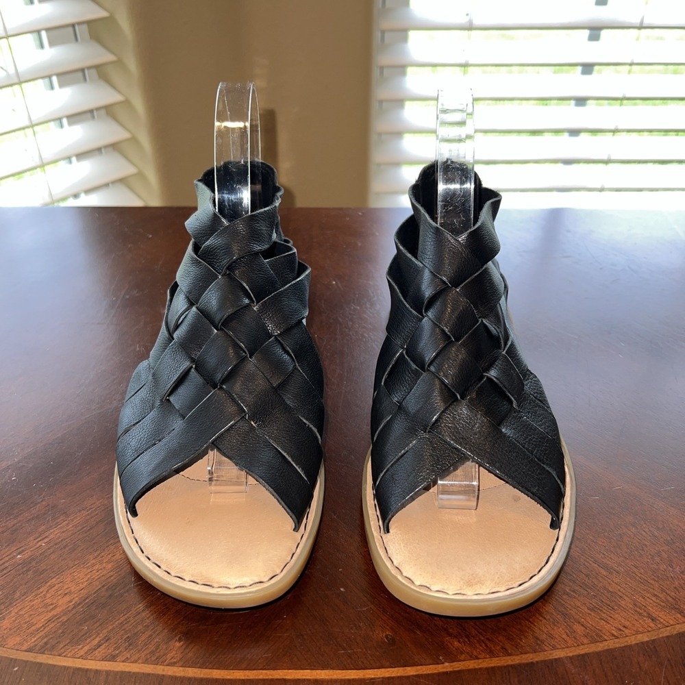 Born IWA Woven Leather Black Sandals Shoes Sz 7M Boho Beachy Resortwear Granola - Picture 15 of 15